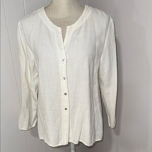 Eileen Fisher Cream Button-Down Shirt